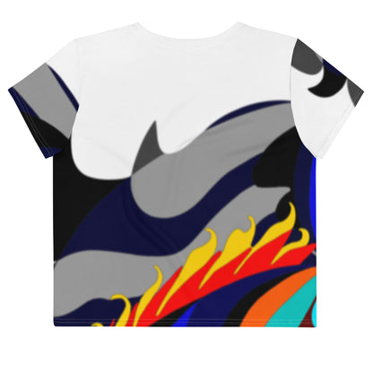 Canine Blaze Crop Tee (White) (Plus)