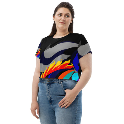 Canine Blaze Crop Tee (Black) (Plus)