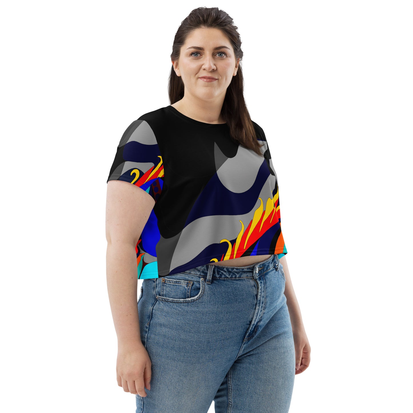 Canine Blaze Crop Tee (Black) (Plus)