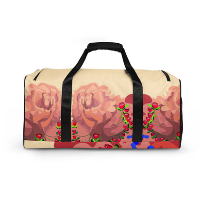 Dragon in Roses in Light Cream Mauve Million Dollar Duffle Tote Bag