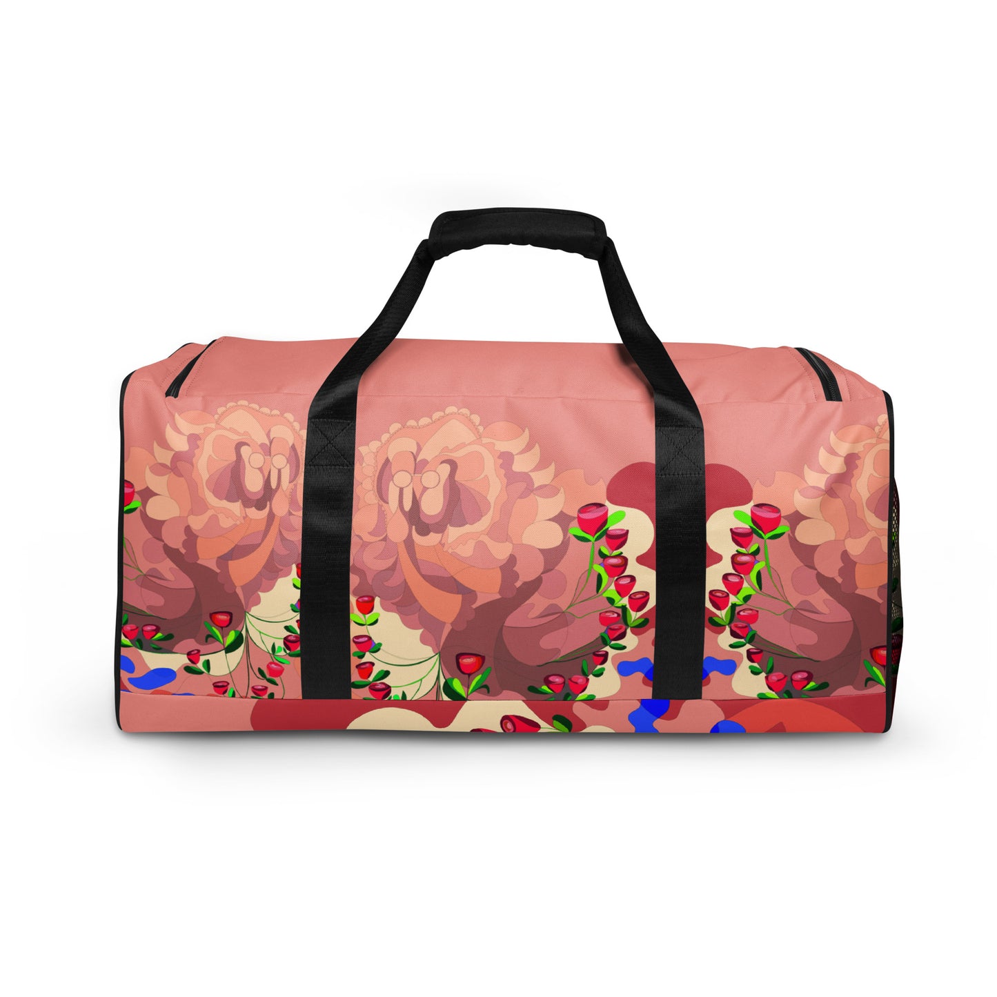 Dragon in Roses in Pinky Mauve Duffle Bag