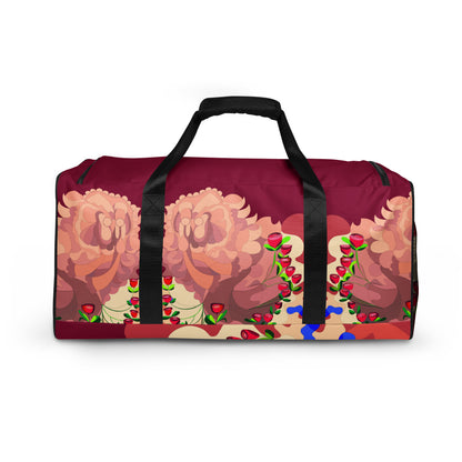 Dragon in Roses in Cranberry Million Dollar Duffle Tote Bag