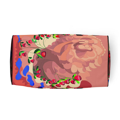 Dragon in Roses in Pinky Mauve Duffle Bag