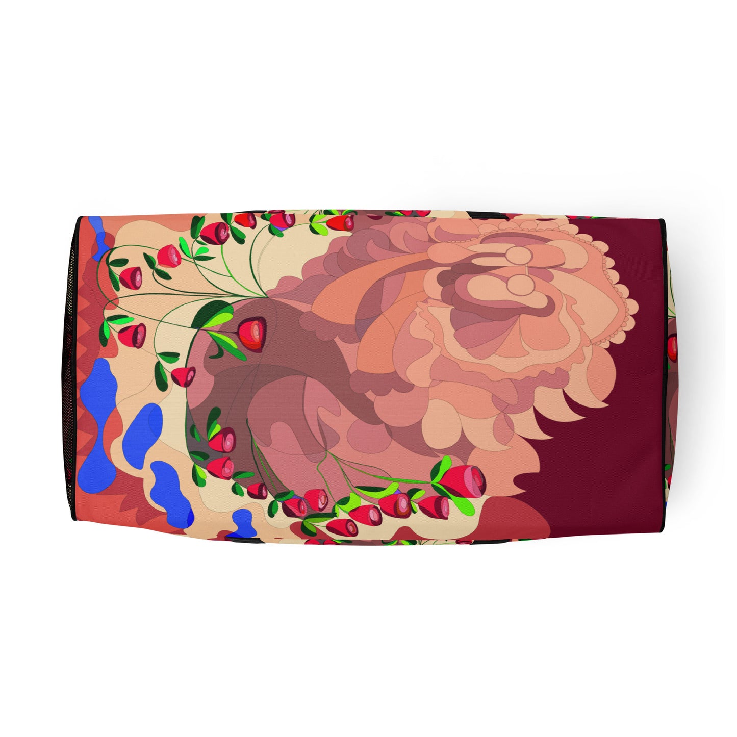 Dragon in Roses in Cranberry Million Dollar Duffle Tote Bag