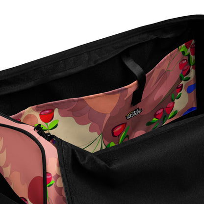 Dragon in Roses in Pinky Mauve Duffle Bag