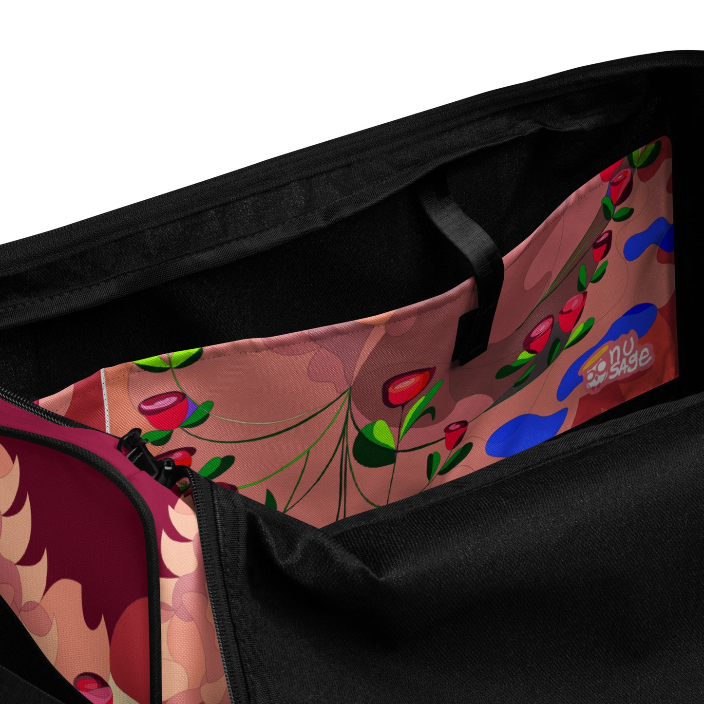 Dragon in Roses in Cranberry Million Dollar Duffle Tote Bag