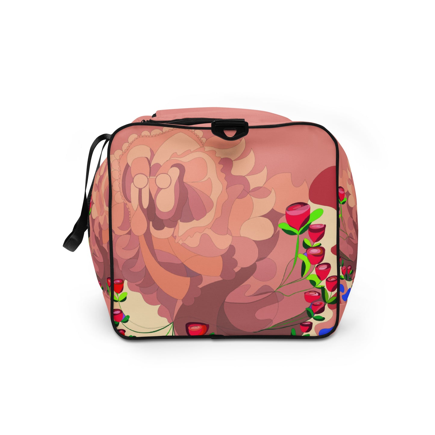 Dragon in Roses in Pinky Mauve Duffle Bag