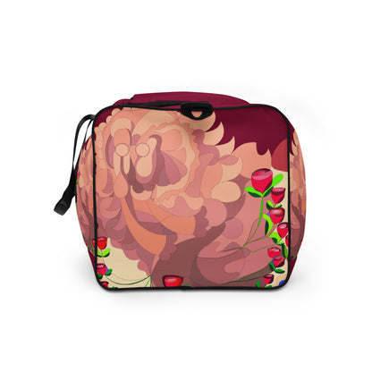 Dragon in Roses in Cranberry Million Dollar Duffle Tote Bag