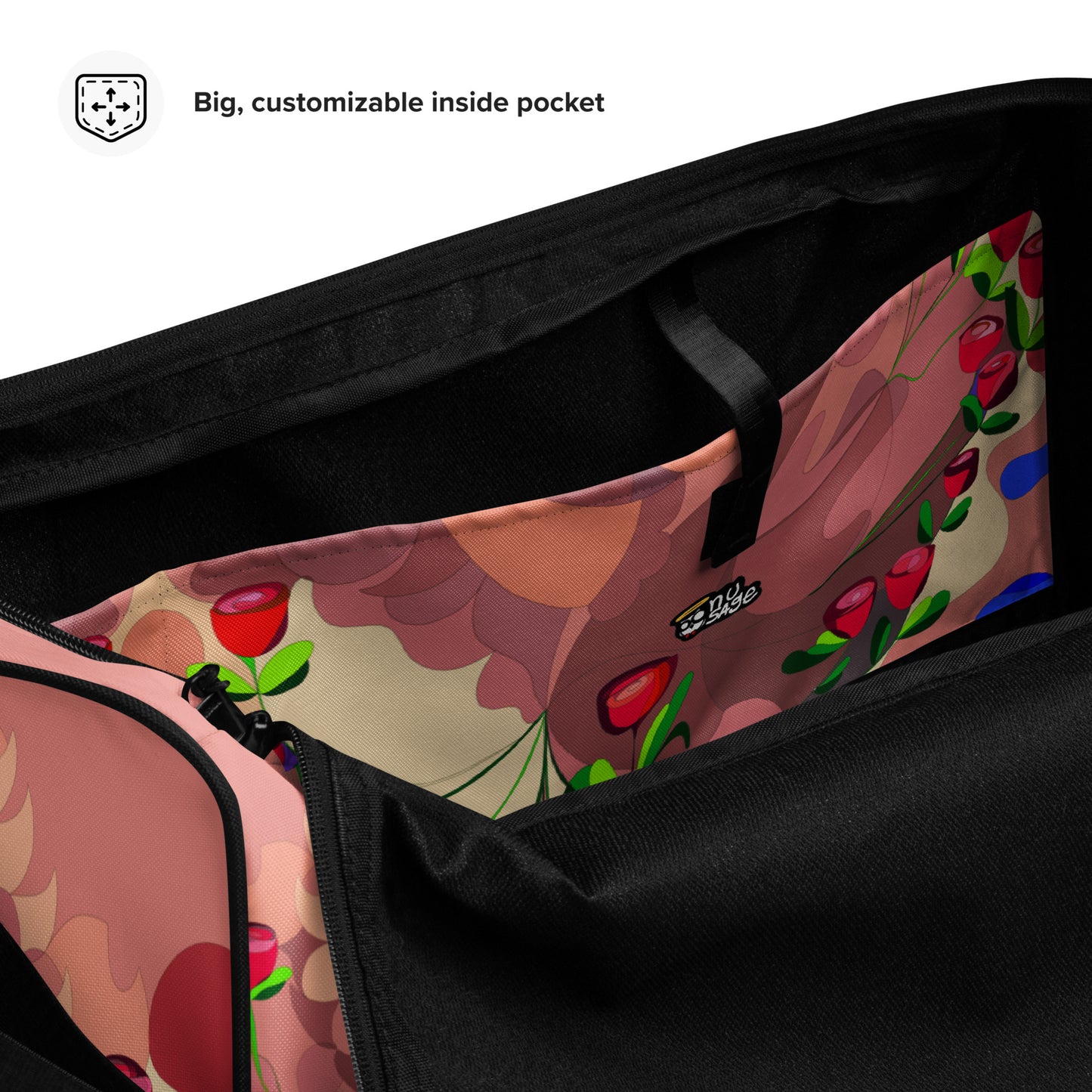 Dragon in Roses in Pinky Mauve Duffle Bag