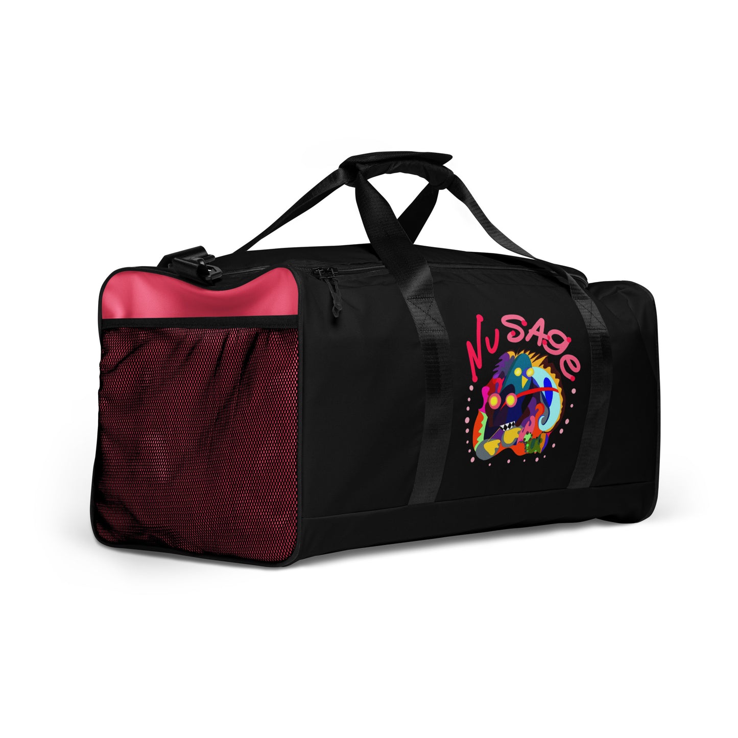 NuSage Noir Duffle Bag Pink Pockets