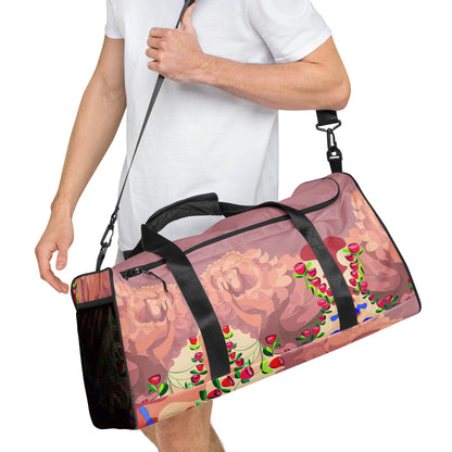 Mauve Creamy Dragon in Roses Duffle Bag