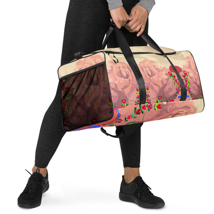 Dragon in Roses in Light Cream Mauve Million Dollar Duffle Tote Bag