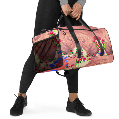 Dragon in Roses in Pinky Mauve Duffle Bag