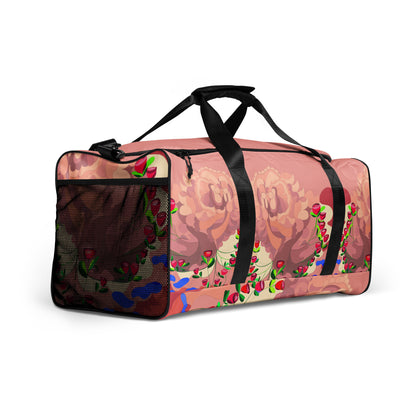 Dragon in Roses in Pinky Mauve Duffle Bag