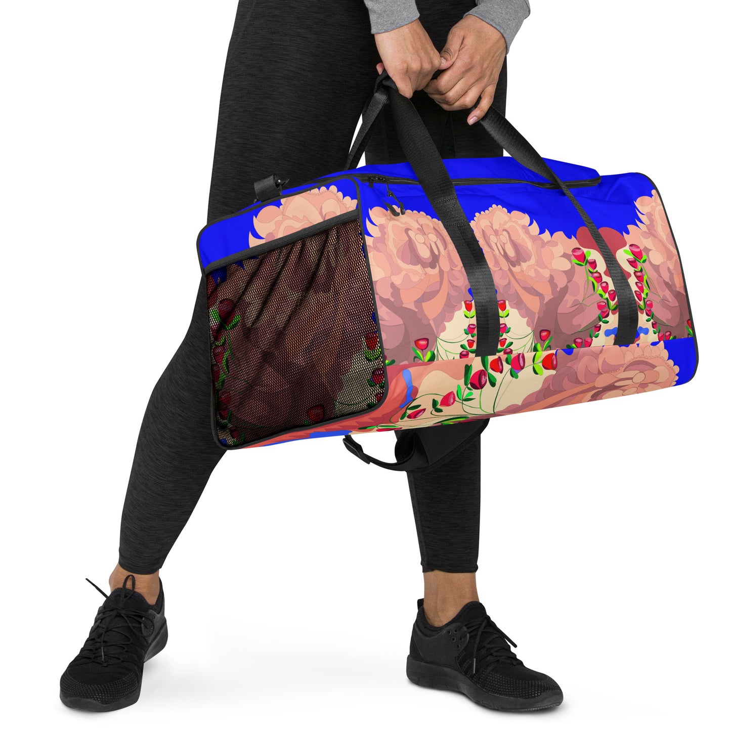 Dragon in Roses in Night Sky Blue Million Dollar Duffle Tote Bag