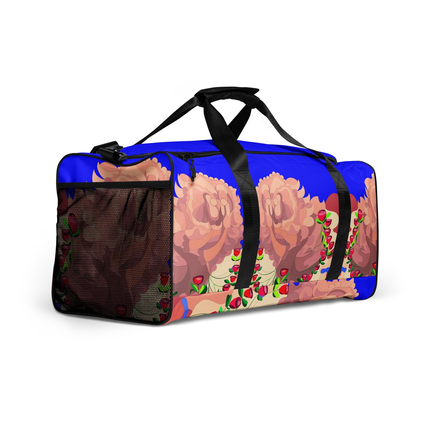 Dragon in Roses in Night Sky Blue Million Dollar Duffle Tote Bag