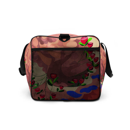 Dragon in Roses in Pinky Mauve Duffle Bag