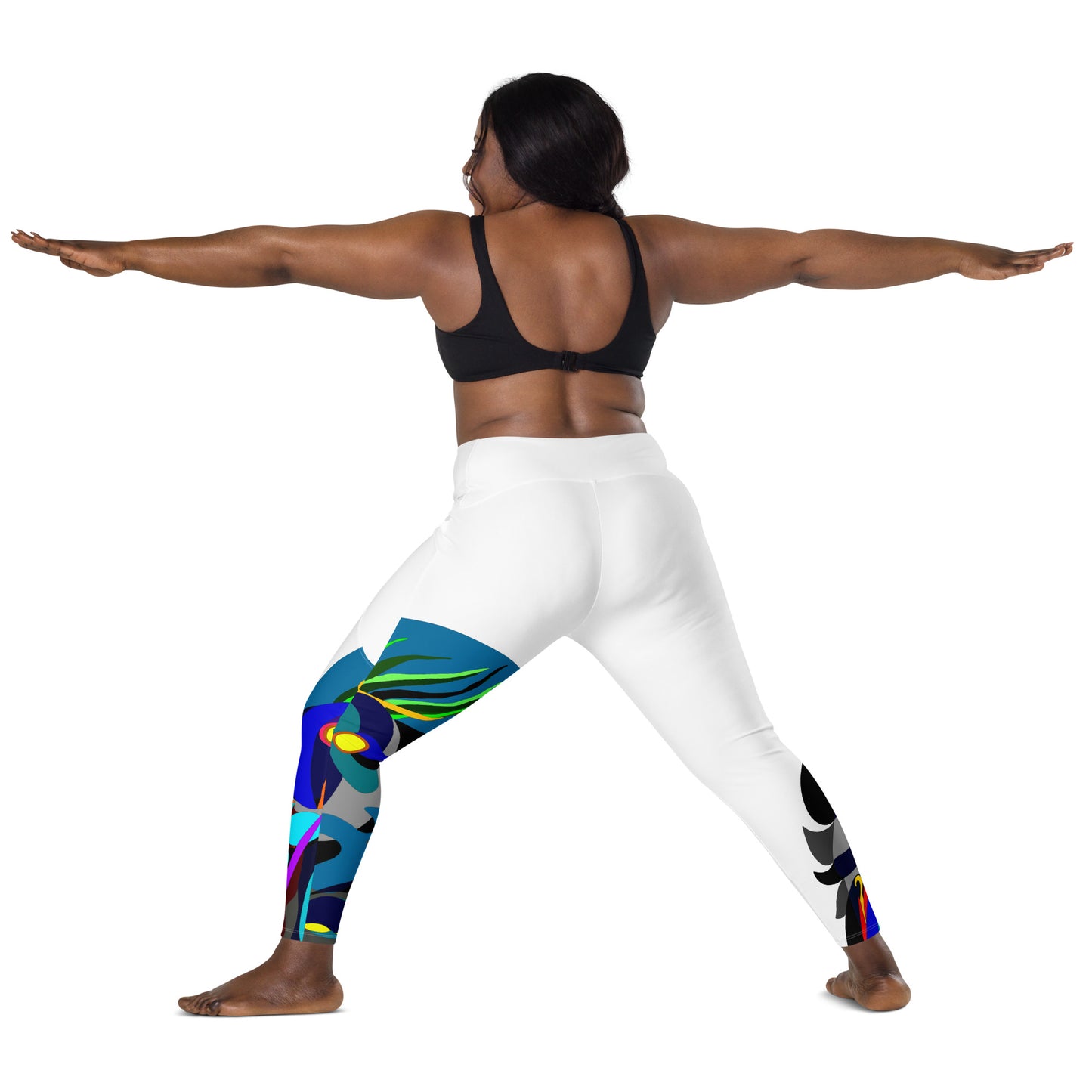 White "Canine in Maze" Yoga Leggings Plus Size Leggings with pockets