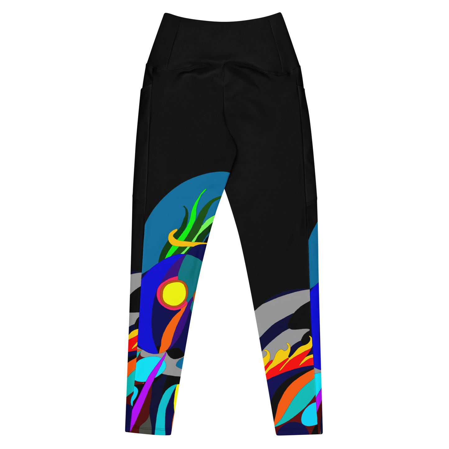 Black "Canine in Maze" Yoga Leggings with Pockets