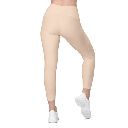 Almond Cream "Jubilee" Yoga Leggings with Pockets (Solid Color)