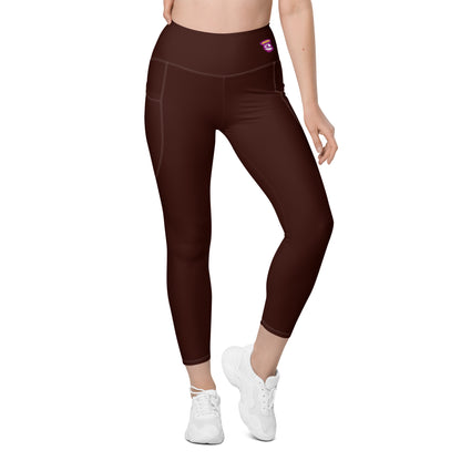 Deep Brown "Jubilee" Yoga Leggings with Pockets (Solid Color)