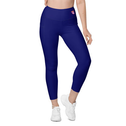 Navy Blue "Jubilee" Yoga Leggings with Pockets (Solid Color)