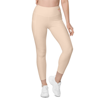 Almond Cream "Jubilee" Yoga Leggings with Pockets (Solid Color)