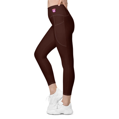 Deep Brown "Jubilee" Yoga Leggings with Pockets (Solid Color)