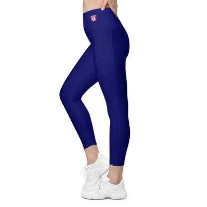 Navy Blue "Jubilee" Yoga Leggings with Pockets (Solid Color)