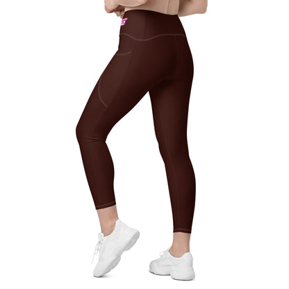 Deep Brown "Jubilee" Yoga Leggings with Pockets (Solid Color)