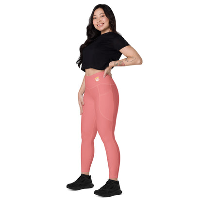 Salmon "Jubilee" Yoga Leggings with Pockets (Solid Color)