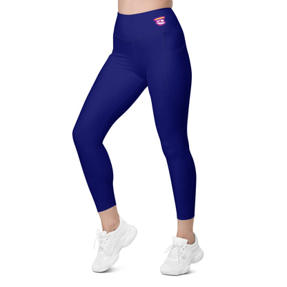 Navy Blue "Jubilee" Yoga Leggings with Pockets (Solid Color)