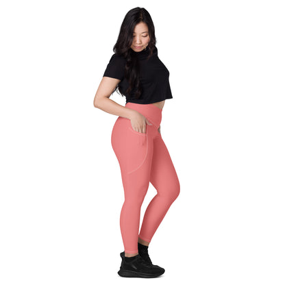 Salmon "Jubilee" Yoga Leggings with Pockets (Solid Color)