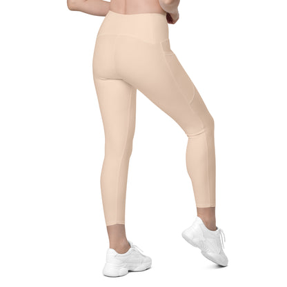 Almond Cream "Jubilee" Yoga Leggings with Pockets (Solid Color)