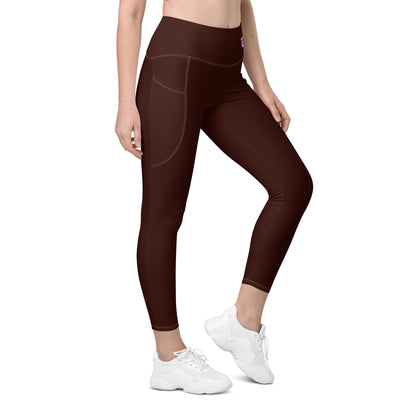 Deep Brown "Jubilee" Yoga Leggings with Pockets (Solid Color)