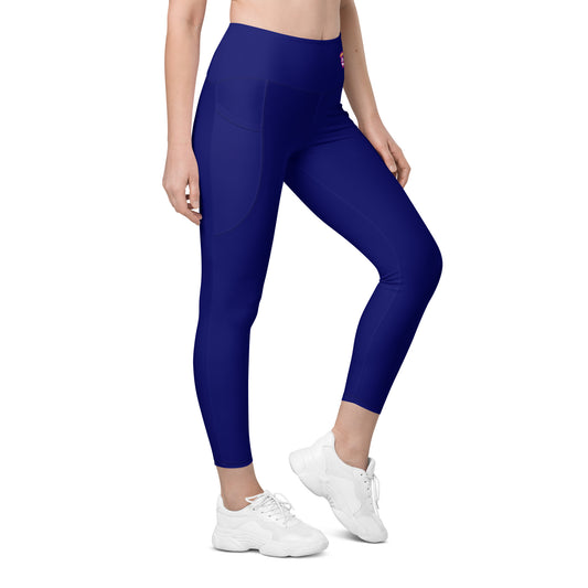 Navy Blue "Jubilee" Yoga Leggings with Pockets (Solid Color)