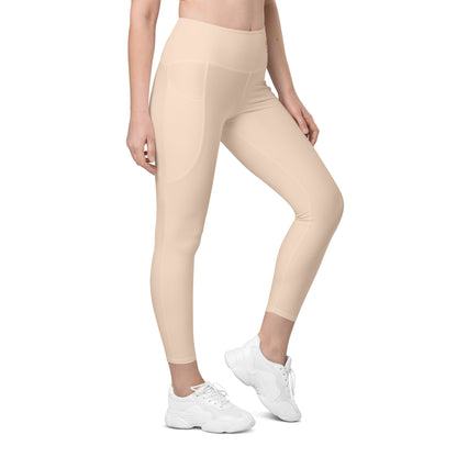 Almond Cream "Jubilee" Yoga Leggings with Pockets (Solid Color)