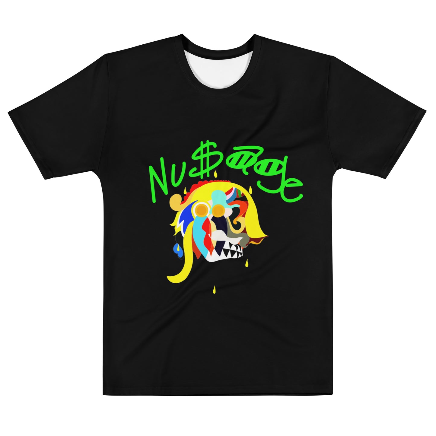 Pharaoh Neon Green Chest Men's T-shirt (Black)