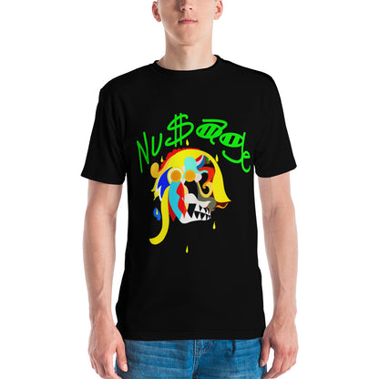 Pharaoh Neon Green Chest Men's T-shirt (Black)