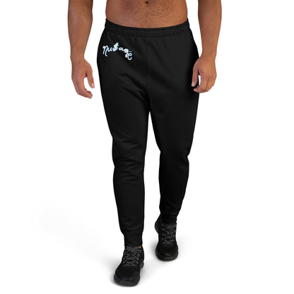 NuSage Blue Wordmark Men's Joggers (Black)