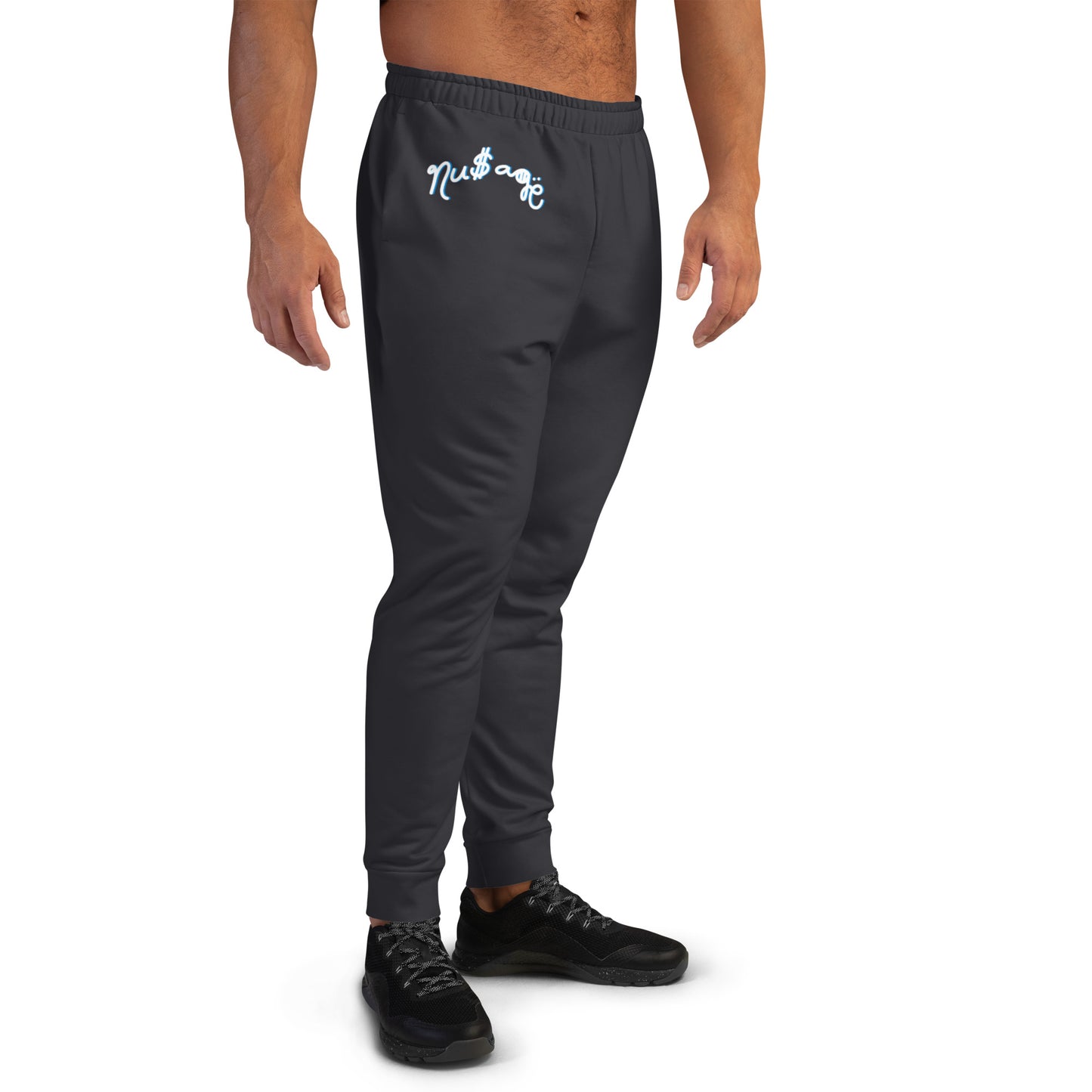 NuSage Blue Wordmark Men's Joggers (Charcoal)