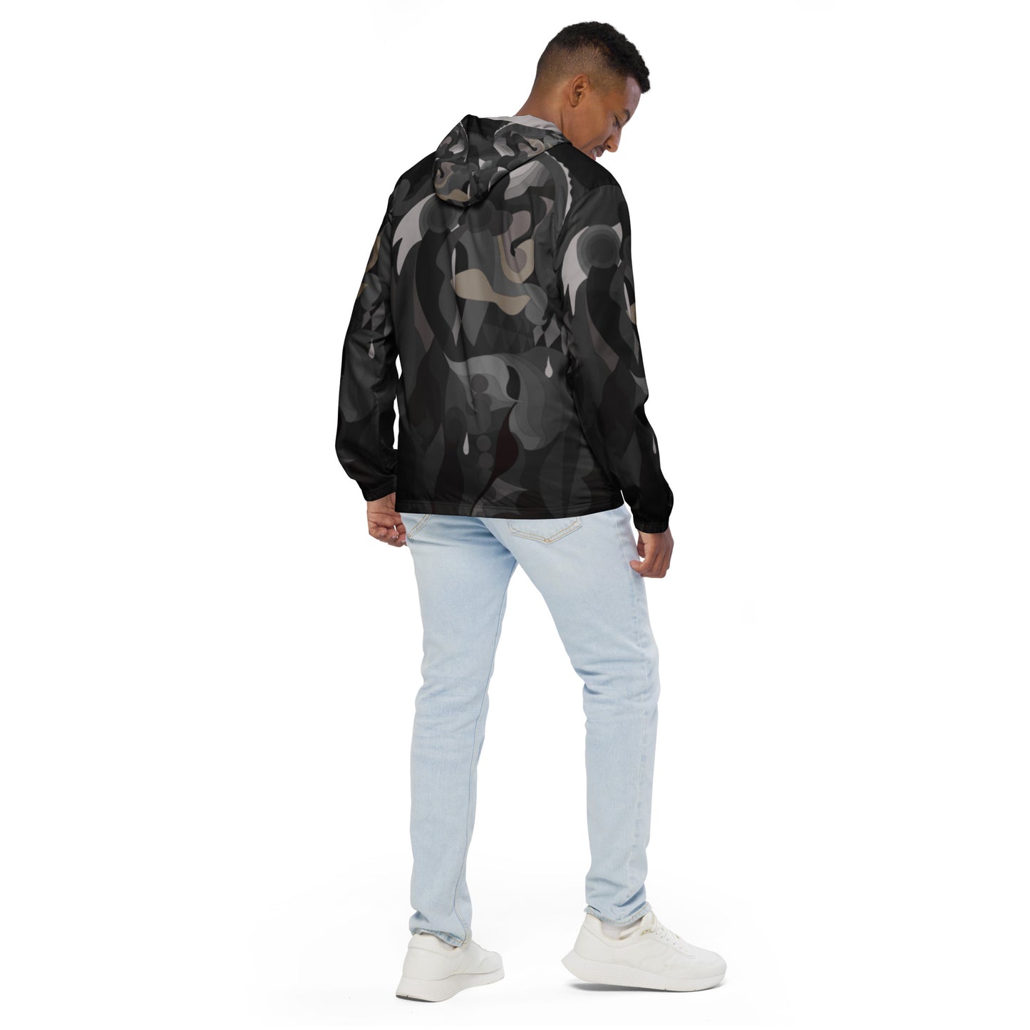 Charcoal Black Pharaoh Windbreaker with Smoky Gray Highlights