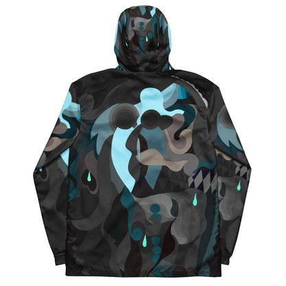 Charcoal Black "Pharaoh" Windbreaker with Sky Blue Highlights