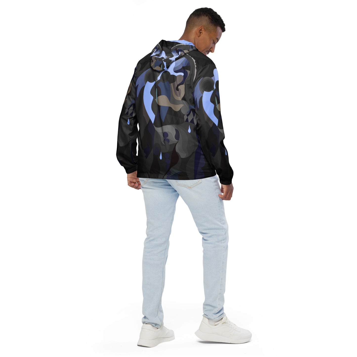 Charcoal Black "Pharaoh" Windbreaker with Powder Blue Highlights *