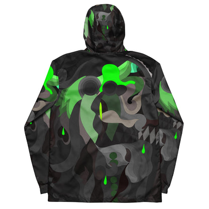 Charcoal Black "Pharaoh" Windbreaker with Neon Green Highlights *