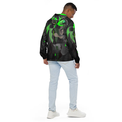 Charcoal Black "Pharaoh" Windbreaker with Neon Green Highlights *