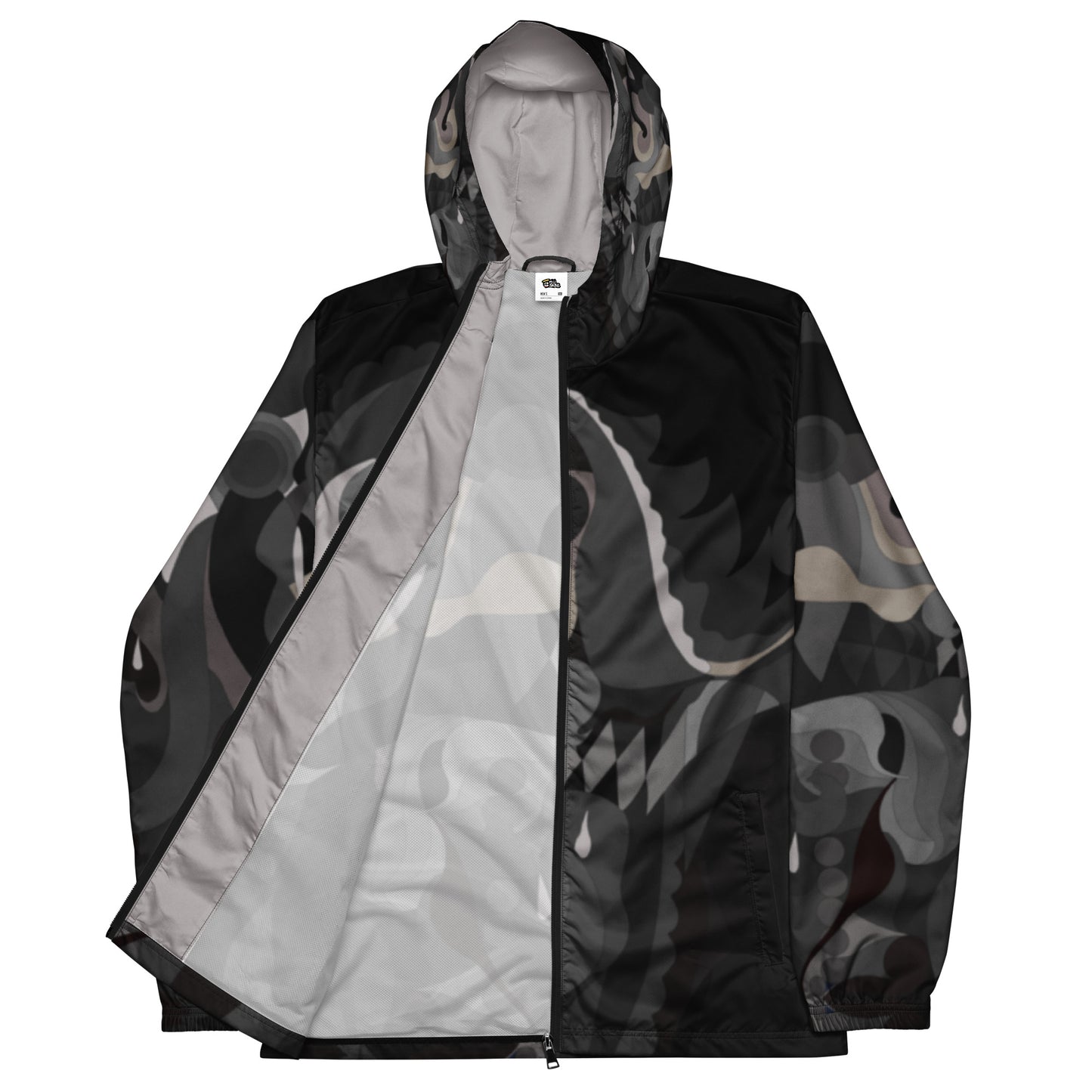 Charcoal Black Pharaoh Windbreaker with Smoky Gray Highlights