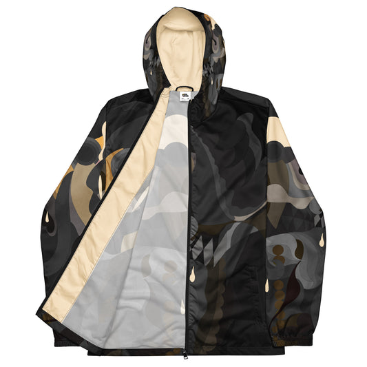 Charcoal Black “Pharaoh” Windbreaker with Vanilla Cream Highlights *