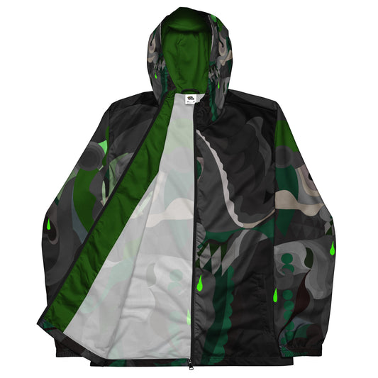 Charcoal Black “Pharaoh” Windbreaker with Forest Green Highlights *