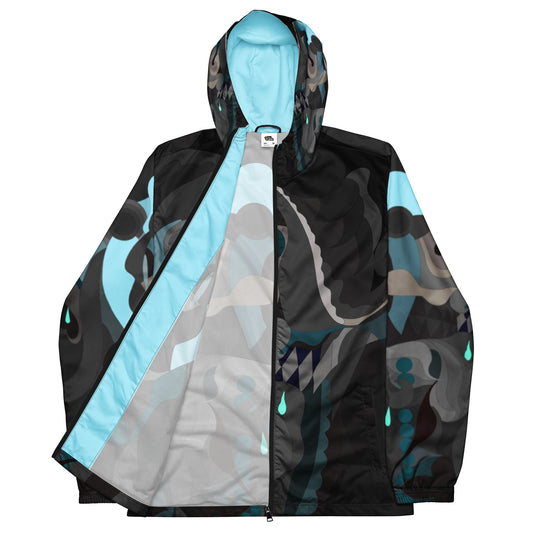 Charcoal Black "Pharaoh" Windbreaker with Sky Blue Highlights